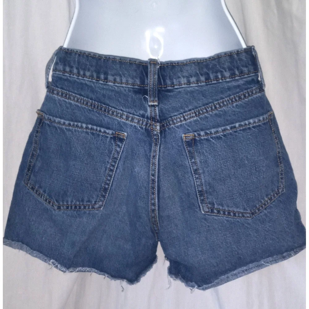Old Navy Denim Jean‎ Shorts Distressed Raw Edge Embroidered Girls Size 16 Adjust